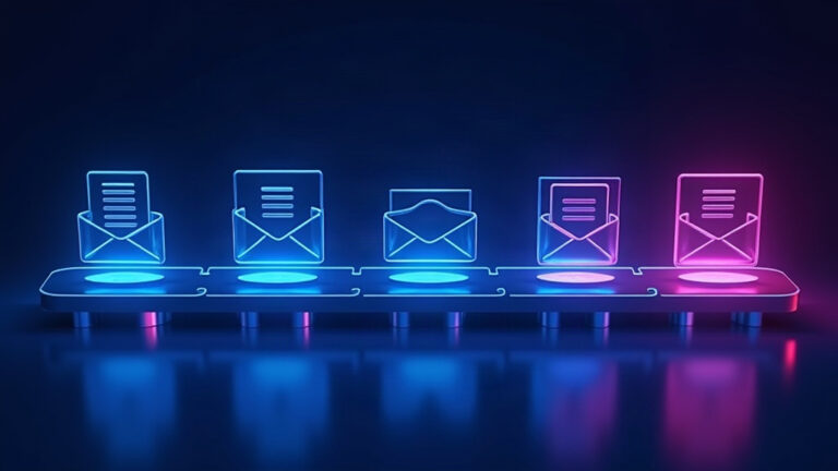 Email and SMS lifecycle project thumbnail showing message preview cards on a timeline with engagement charts
