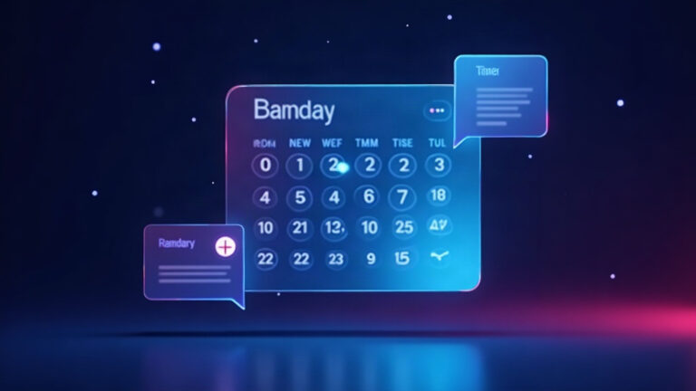Booking automation project thumbnail showing a calendar of time slots beside reminder notification cards